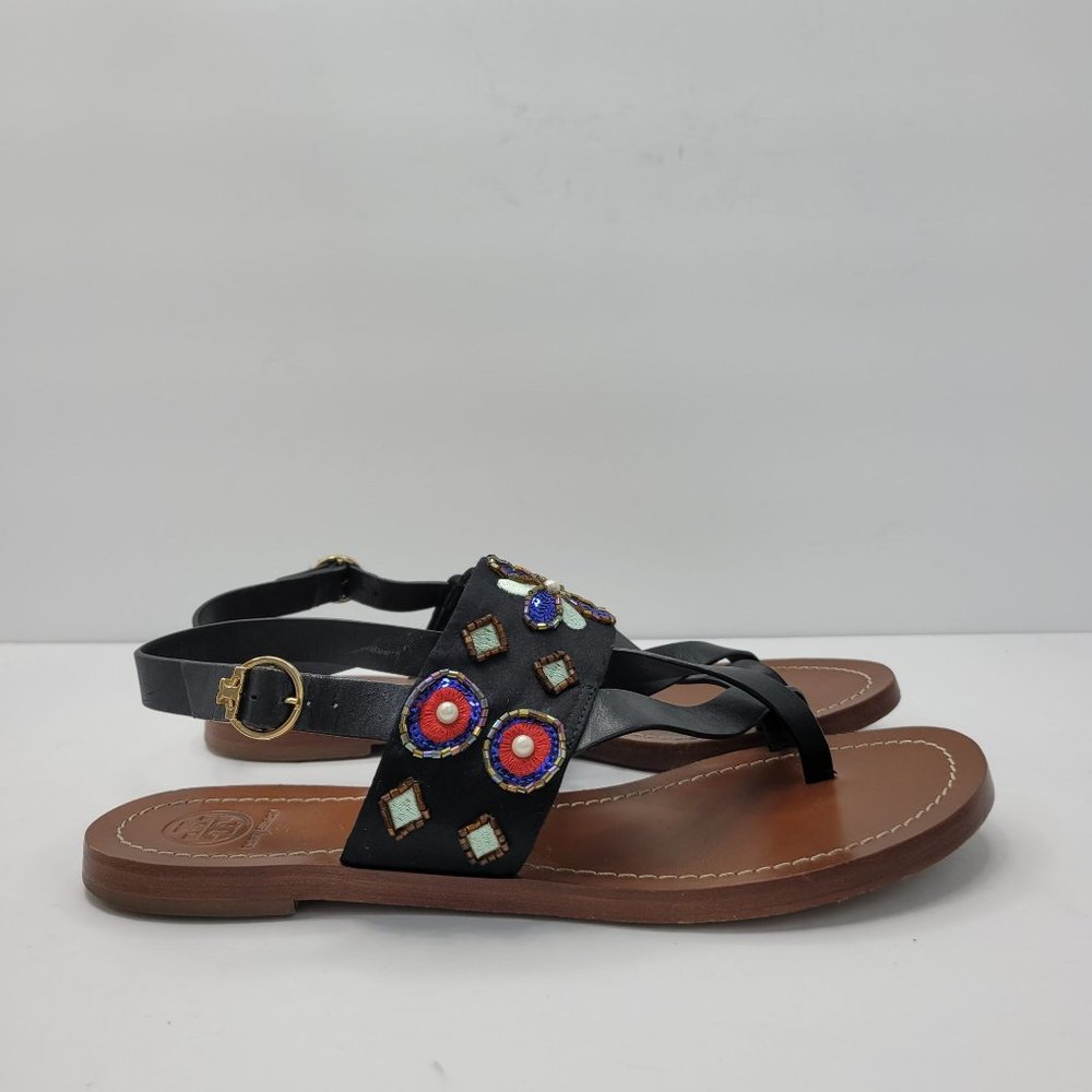 Tory Burch Studded Accents Slingback Women's Sandals Black US Size 10.5M